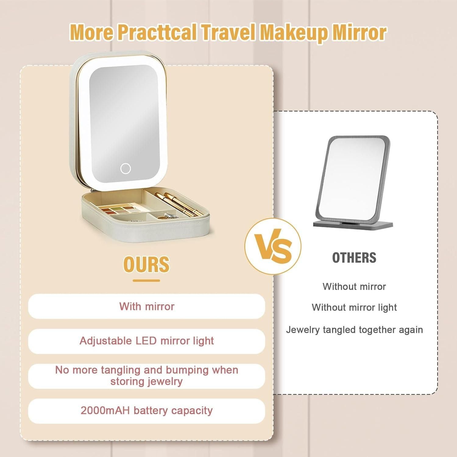 Premium Leather Makeup Box with LED Mirror
